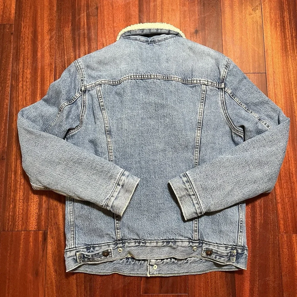 Levis Trucker Jacket Mens Small Type 3 III Denim Sherpa Button Up Workwear READ